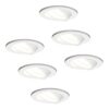 Set van 6 Dublin LED inbouwspot - 4 Watt 345 Lumen - 6500K Daglicht wit - GU10 - Dimbaar - Rond - Kantelbaar - IP20 waterdicht - Wit | HOFTRONIC