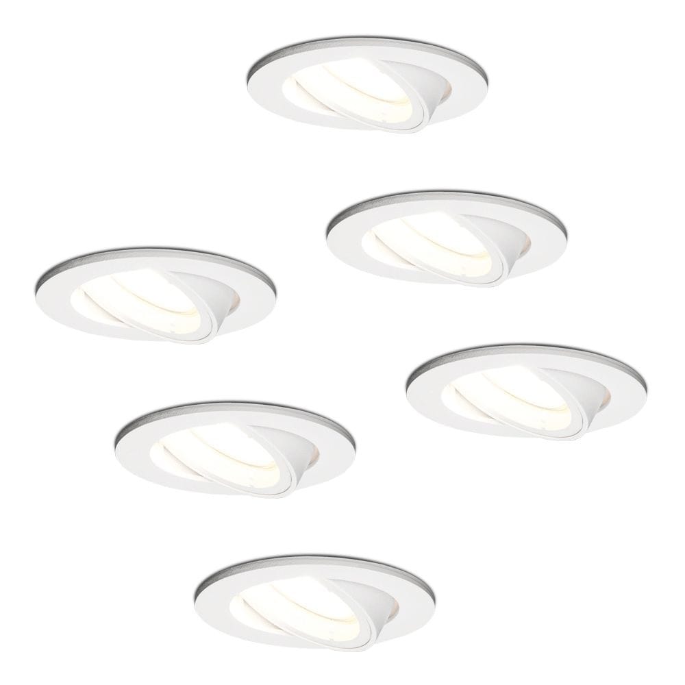 Set van 6 Dublin LED inbouwspot - 4 Watt 345 Lumen - 6500K Daglicht wit - GU10 - Dimbaar - Rond - Kantelbaar - IP20 waterdicht - Wit | HOFTRONIC