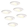 Set van 6 Dublin LED inbouwspots - 4 Watt 345 lumen - 2700K Warm wit - GU10 - Dimbaar - Rond - Kantelbaar - IP20 voor binnen - Wit | HOFTRONIC