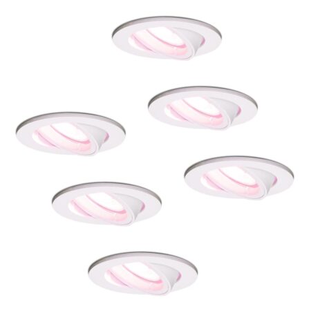 Set van 6 Dublin smart inbouwspots - Wifi + Bluetooth - RGBWW - GU10 - Kantelbaar - Google Home