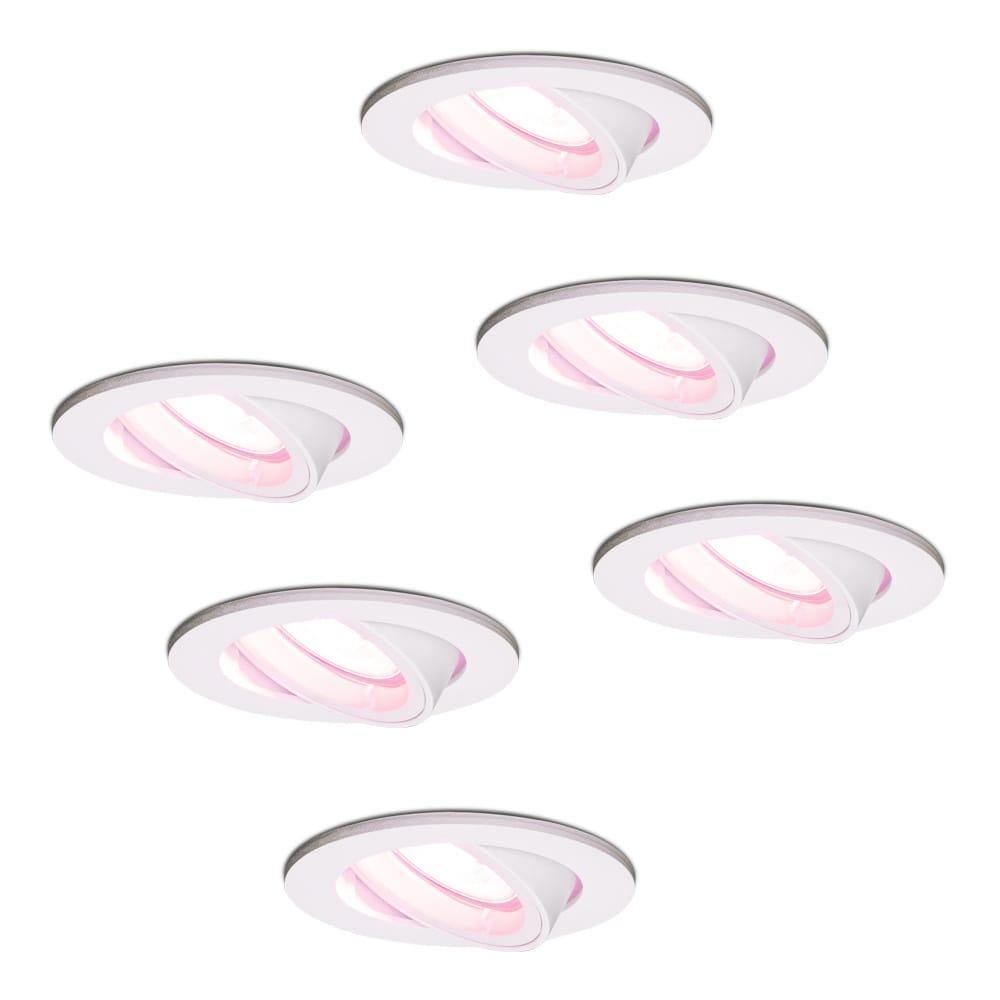 Set van 6 Dublin smart inbouwspots - Wifi + Bluetooth - RGBWW - GU10 - Kantelbaar - Google Home