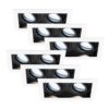 Set van 6 Durham - LED Inbouwspot - 8 Watt 690 Lumen - 6500K Daglicht wit - Dubbel - GU10 - Kantelbaar - IP20 voor binnen - Rechthoek - Wit/Zwart | HOFTRONIC