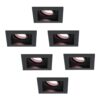 Set van 6 Durham smart inbouwspots vierkant - Wifi + Bluetooth - RGBWW - GU10 - Kantelbaar - Google Home