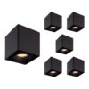 Set van 6 Esto LED vierkante opbouwspots - Dimbaar - Kantelbaar - 4 Watt 345 lumen - 2700K warm wit - GU10 - Plafondspot - Voor binnen - Vervangbare afdekring - Zwart | HOFTRONIC