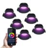 Set van 6 Finn smart inbouwspots - IP44 waterdicht - 10 Watt 630lm - Wifi + Bluetooth - RGBWW - Google Home
