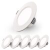 Set van 6 Georgia LED platte Inbouwspots wit - 3W 155lm - Rond - 6500K Daglicht Wit - Ø100 mm - IP20 voor binnen - Inbouwdiepte 25mm | HOFTRONIC