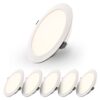 Set van 6 Georgia LED platte Inbouwspots wit - 9W 820lm - Rond - 2700K warm Wit - Ø145 mm - IP20 voor binnen - Inbouwdiepte 25mm | HOFTRONIC