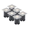 Set van 6 LED Grondspots vierkant buiten - Dimbaar - GU10 - 4000K neutraal wit - 4 Watt 345 Lumen - Tuinspot - Oprit - RVS - IP64 Waterdicht | HOFTRONIC