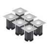 Set van 6 LED Grondspots vierkant buiten - Dimbaar - GU10 - 6500K daglicht wit - 4 Watt 345 Lumen - Tuinspot - Oprit - RVS - IP64 Waterdicht | HOFTRONIC