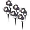 Set van 6 LED prikspots - 4 Watt 345 Lumen - Dimbaar - Kantelbaar - 4000K neutraal wit - GU10 - IP64 Waterdicht - Zwart - Tuinspots | HOFTRONIC