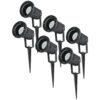 Set van 6 LED prikspots - Dimbaar - Kantelbaar - 4000K neutraal wit - 4 Watt 345 Lumen - IP65 - Waterdicht - Zwart - Tuinspot - tuinverlichting - padverlichting | HOFTRONIC