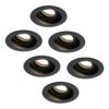 Set van 6 Laredo LED inbouwspots - GU10 4 Watt 345 lumen - 2700K Warm wit - Dimbaar - verzonken - Rond - Kantelbaar - IP20 Voor binnen - Zwart | HOFTRONIC