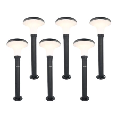 Set van 6 Layton solar sokkellampen - 3000K Warm wit - 900 lumen - 6-12 uur brandtijd - Tuinlantaarn - Padverlichting - IP65 waterdicht | HOFTRONIC
