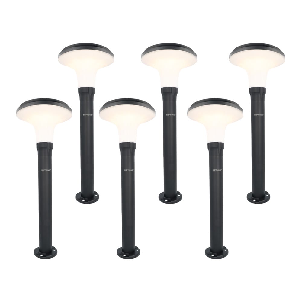 Set van 6 Layton solar sokkellampen - 3000K Warm wit - 900 lumen - 6-12 uur brandtijd - Tuinlantaarn - Padverlichting - IP65 waterdicht | HOFTRONIC