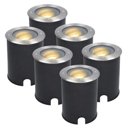 Set van 6 Lilly LED Grondspots - Dimbaar - Kantelbaar - GU10 - Rond - 2700K warm wit - 4 Watt 345 lumen - IK10 - RVS - IP67 waterdicht | HOFTRONIC