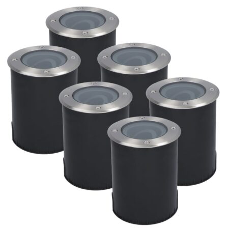 Set van 6 Lilly LED Grondspots - Dimbaar - Kantelbaar - GU10 fitting - Rond - IK10 - Tuinspot - Oprit - RVS - IP67 waterdicht | HOFTRONIC
