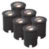 Set van 6 Lilly dimbare LED Grondspot - Kantelbaar - Overrijdbaar - Rond - 2700K warm wit - IP67 waterdicht - 3 jaar garantie - Zwart | HOFTRONIC