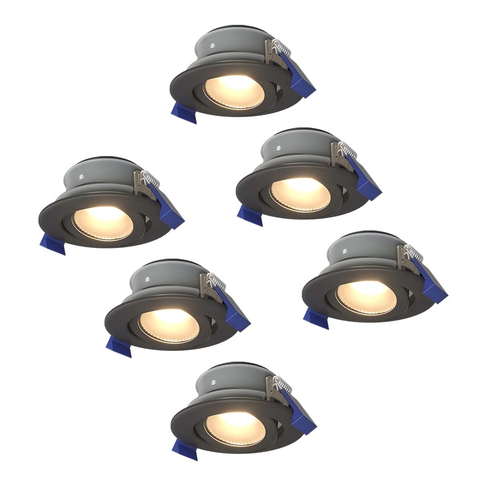 Set van 6 Lima LED inbouwspots - 4 Watt 345 Lumen - 4000K neutraal wit - GU10 - Dimbaar - Rond - Kantelbaar - IP65 Waterdicht - Zwart - Voor binnen