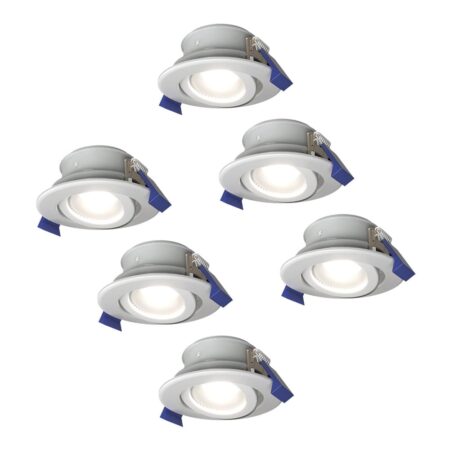 Set van 6 Lima LED inbouwspots - 4 Watt 345 Lumen - 6500K daglicht wit - GU10 - Dimbaar - Rond - Kantelbaar - IP65 Waterdicht - Wit - Voor binnen