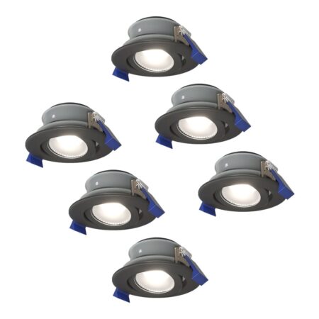 Set van 6 Lima LED inbouwspots - 4 Watt 345 Lumen - 6500K daglicht wit - GU10 - Dimbaar - Rond - Kantelbaar - IP65 Waterdicht - Zwart - Voor binnen