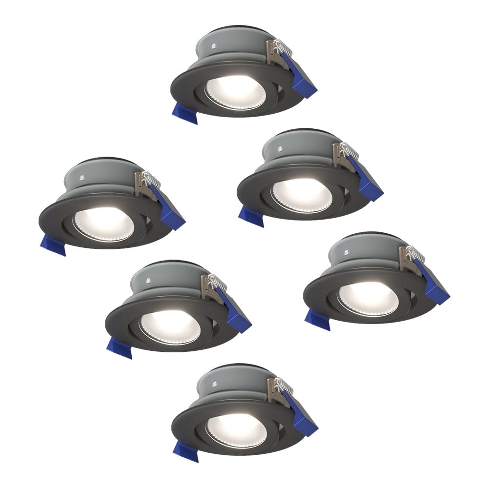 Set van 6 Lima LED inbouwspots - 4 Watt 345 Lumen - 6500K daglicht wit - GU10 - Dimbaar - Rond - Kantelbaar - IP65 Waterdicht - Zwart - Voor binnen