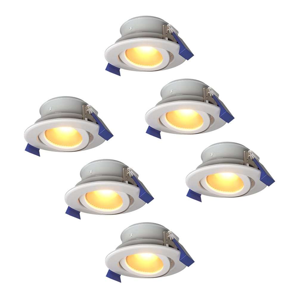 Set van 6 Lima LED inbouwspots - 4 Watt 345 lumen - 2700K Warm wit - GU10 - Dimbaar - Rond - Kantelbaar - IP65 Waterdicht - Wit - Voor binnen