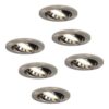 Set van 6 Lublin LED inbouwspots -4 Watt 345 Lumen - 4000K Neutraal wit - GU10 - Dimbaar - Rond - Kantelbaar - IP20 Stofdicht - RVS | HOFTRONIC