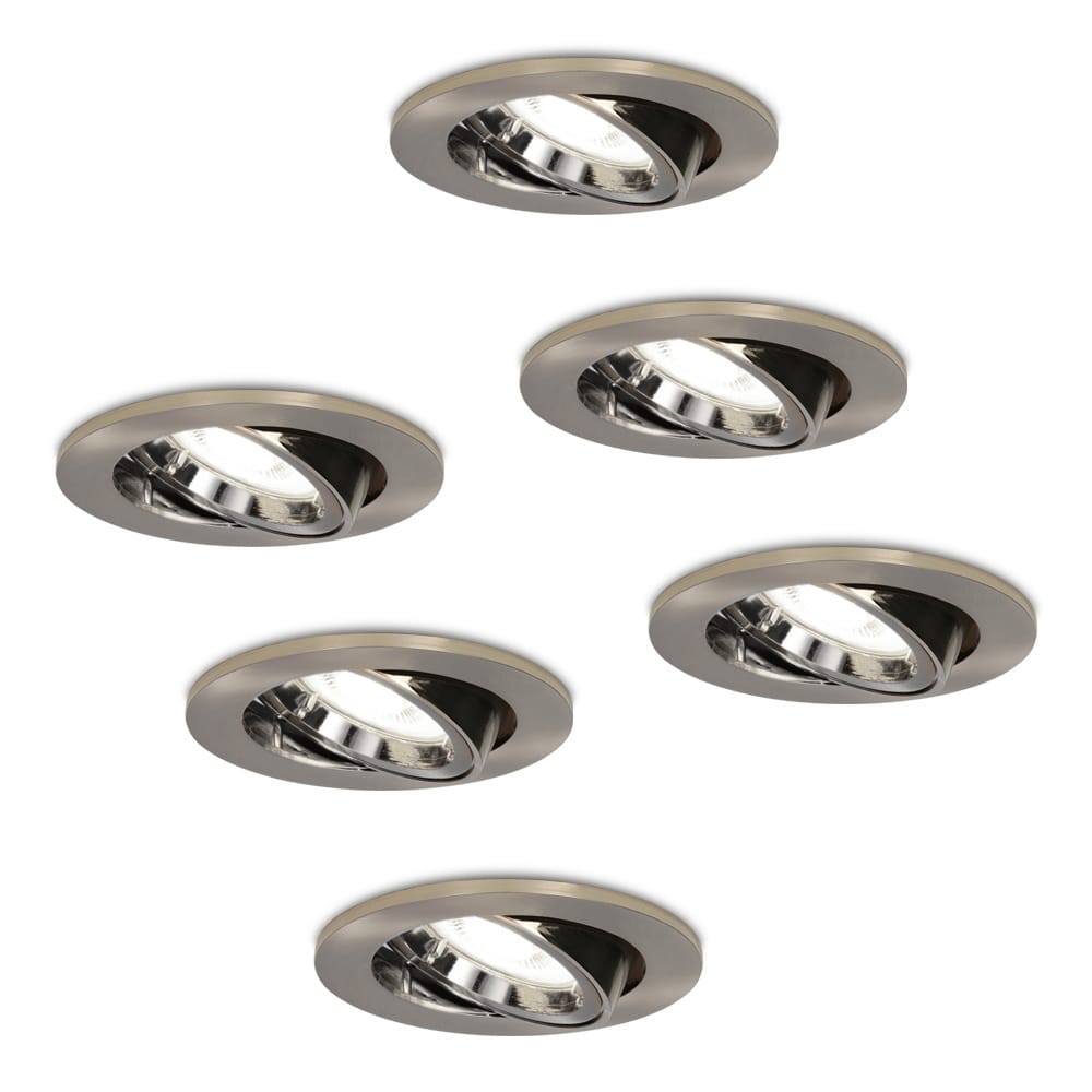 Set van 6 Lublin LED inbouwspots - 4 Watt 345 Lumen - 6500K Daglicht wit - GU10 - Dimbaar - Rond - Kantelbaar - IP20 Stofdicht - RVS | HOFTRONIC