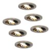Set van 6 Lublin LED inbouwspots - 4 Watt 345 lumen - 2700K Warm wit - GU10 - Dimbaar - Rond - Kantelbaar - IP20 Voor binnen - RVS | HOFTRONIC