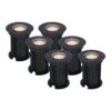 Set van 6 Maisy LED Grondspots Rond - Dimbaar - GU10 - 2700K warm wit - 4 Watt 345 lumen - Rond - Ø12cm - Tuinspot - Oprit - Zwart - IP67 waterdicht | HOFTRONIC