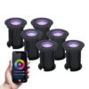 Set van 6 Maisy Smart Grondspots Rond - Ø12cm - 5.5 Watt 345 lumen - RGBWW - Wifi + Bluetooth - Bestuurbaar via app - IP67 waterdicht - Google Home - Amazon Alexa - Zwart | HOFTRONIC SMART