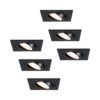 Set van 6 Mallorca LED inbouwspot - IP20 - Kantelbaar - 4 Watt 345 Lumen - 4000K Neutraal wit - GU10 - Dimbaar - Vierkant - Voor binnen - Zwart | HOFTRONIC