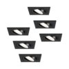 Set van 6 Mallorca LED inbouwspot - IP20 - Kantelbaar - 4 Watt 345 Lumen - 6500K Daglicht wit - GU10 - Dimbaar - Vierkant - Voor binnen - Zwart | HOFTRONIC