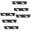 Set van 6 Mallorca LED inbouwspot - IP20 - Kantelbaar - 8 Watt 690 Lumen - 4000K Neutraal wit - Dubbel - GU10 - Dimbaar - Rechthoek - Voor binnen - Zwart | HOFTRONIC