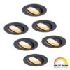 Set van 6 Malta LED inbouwspots - 5 Watt 360 lumen - Dim to warm - Rond - Kantelbaar - IP44 waterdicht - Zwart - Incl. Quick Connector box | HOFTRONIC
