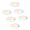 Set van 6 Malta LED inbouwspots - 5 Watt 400 lumen - 2700K warm wit - Dimbaar - Rond - Kantelbaar - IP44 waterdicht - Wit - Incl. Quick Connector box | HOFTRONIC