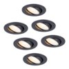 Set van 6 Malta LED inbouwspots - 5 Watt 400 lumen - 2700K warm wit - Dimbaar - Rond - Kantelbaar - IP44 waterdicht - Zwart - Incl. Quick Connector box | HOFTRONIC