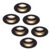 Set van 6 Mari LED inbouwspots verzonken - 4 Watt 345 Lumen - 4000K neutraal wit - GU10 - Dimbaar - Rond - IP64 Waterdicht - Zwart - Anti-glare | HOFTRONIC
