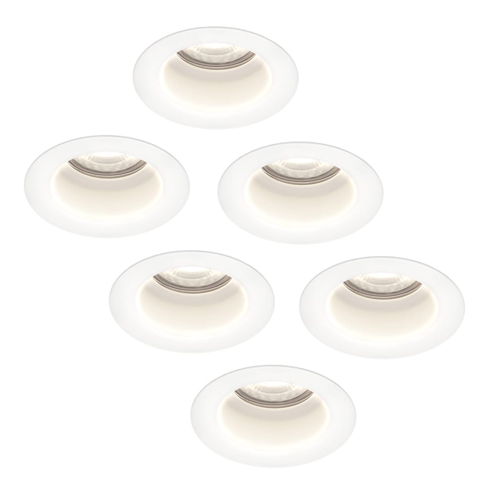 Set van 6 Mari LED inbouwspots verzonken - 4 Watt 345 Lumen - 6500K daglicht wit - GU10 - Dimbaar - Rond - IP64 Waterdicht - Wit - Anti-glare | HOFTRONIC