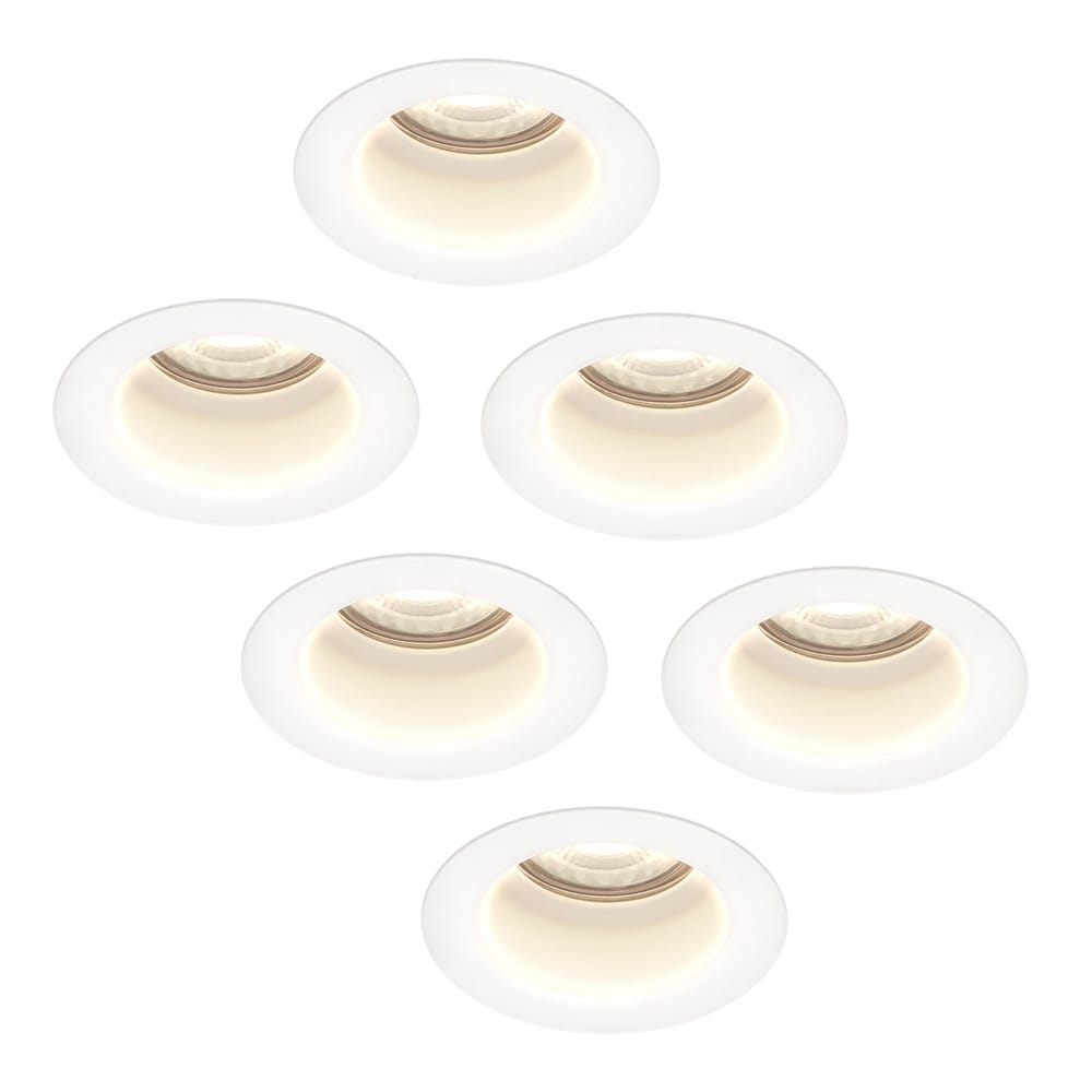 Set van 6 Mari - LED platte inbouwspots met lage inbouwdiepte - 6 Watt 570 Lumen - 4000K Neutraal wit - GU10 LED Module - Verzonken - Dimbaar - Rond - IP65 waterdicht - Wit | HOFTRONIC