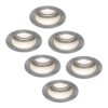 Set van 6 Mesa LED inbouwspots verzonken - 4 Watt 345 Lumen - 6500K daglicht wit - GU10 - Dimbaar - Rond - IP64 Waterdicht - RVS- Anti-glare | HOFTRONIC