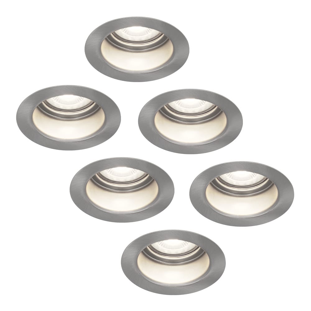 Set van 6 Mesa LED inbouwspots verzonken - 4 Watt 345 Lumen - 6500K daglicht wit - GU10 - Dimbaar - Rond - IP64 Waterdicht - RVS- Anti-glare | HOFTRONIC