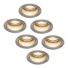 Set van 6 Mesa LED inbouwspots verzonken - 4 Watt 345 lumen - 2700K Warm wit - GU10 - Dimbaar - Rond - IP65 Waterdicht - RVS - Anti-glare | HOFTRONIC