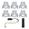 Set van 6 Milano LED Mini Inbouwspots met trafo - 12 Volt 3 Watt 200 lumen - Dimbaar - Plat 34mm - 2700K - IP65 waterdicht - Grijs - Veranda Spotjes - Overkapping Spotjes | HOFTRONIC