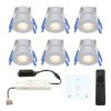 Set van 6 Milano LED Mini Inbouwspots met trafo en muurdimmer - 12 Volt 3 Watt 200 lumen - Dimbaar - Plat 34mm - 2700K - IP65 waterdicht - Grijs | HOFTRONIC