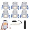 Set van 6 Milano Smart LED Mini Inbouwspots - Veranda spots - 12V 3W 200lm - Dimbaar - Wifi & Bluetooth - 2700K - IP65 waterdicht - RVS | HOFTRONIC