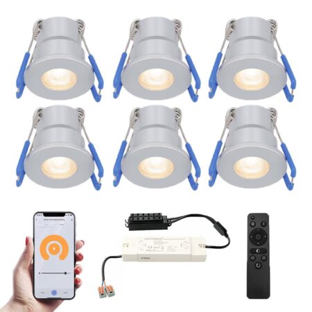 Set van 6 Milano Smart LED Mini Inbouwspots - Veranda spots - 12V 3W 200lm - Dimbaar - Wifi & Bluetooth - 2700K - IP65 waterdicht - RVS | HOFTRONIC