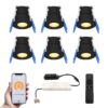 Set van 6 Milano Smart LED Mini Inbouwspots - Veranda spots - 12V 3W 200lm - Dimbaar - Wifi & Bluetooth - 2700K - IP65 waterdicht - Zwart | HOFTRONIC