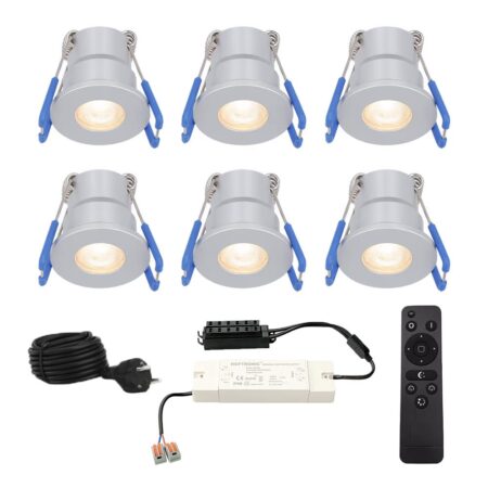 Set van 6 Milano inbouwspots 12V - IP65 waterdicht - 2700K warm wit - 3 Watt 200 lumen - RVS - Verandaverlichting - Dimbaar | HOFTRONIC