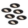 Set van 6 Miro LED inbouwspots - 6W 570lm - GU10 LED Module - Extra plat - 4000K neutraal wit - Dimbaar - Kantelbaar - Voor binnen - Zwart | HOFTRONIC